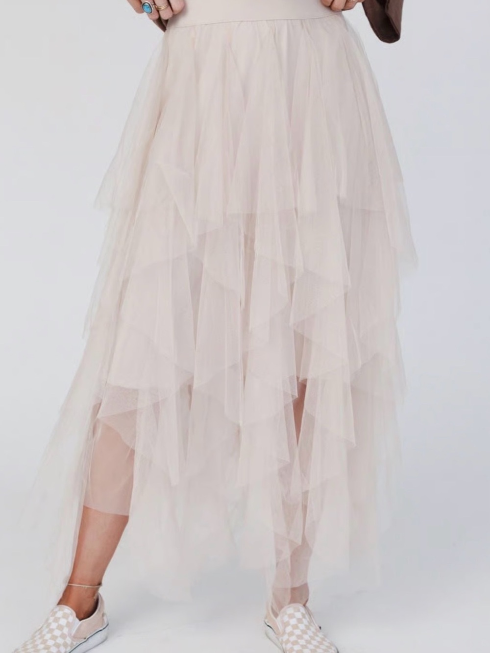 easel Layered Tulle Midi Skirt